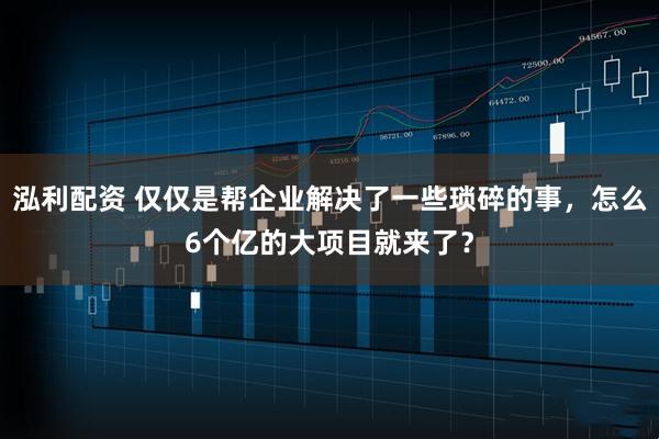 泓利配资 仅仅是帮企业解决了一些琐碎的事,怎么6个亿的大项目就来了?